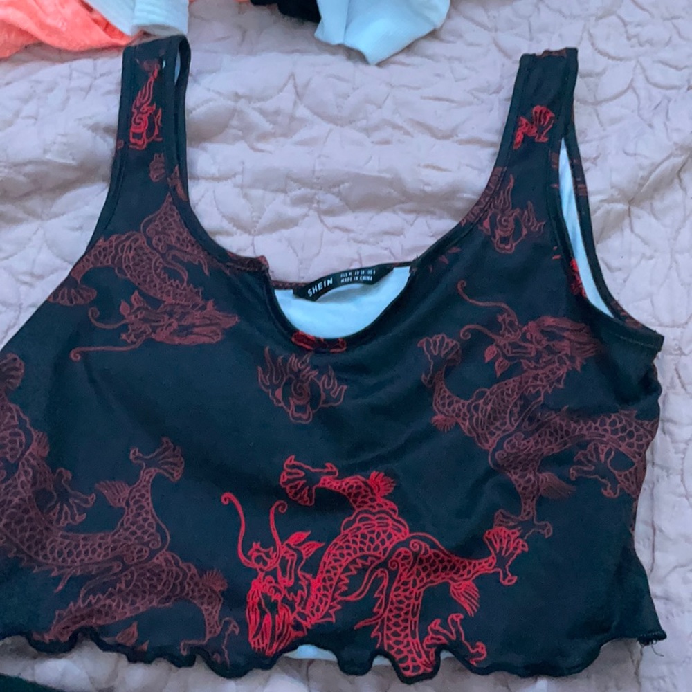 A black and red tank top